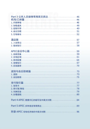APEC 2026实用英语手册目录2